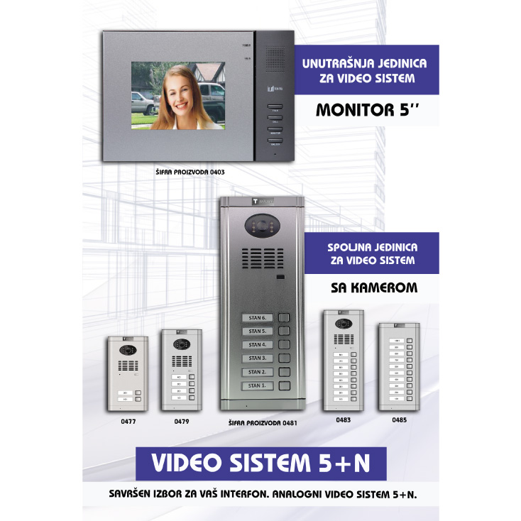 Video interfon za sistem 5+N