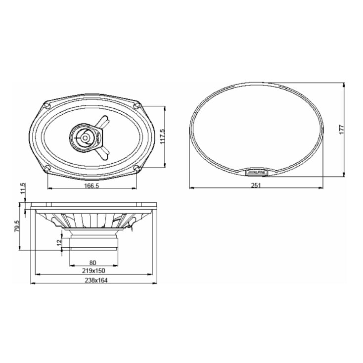 Alpine auto zvučnici 6x9" 45W slika 3