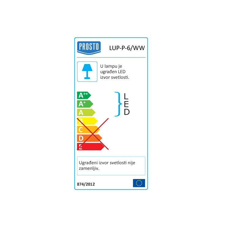 LED ugradna panel lampa 6W toplo bela