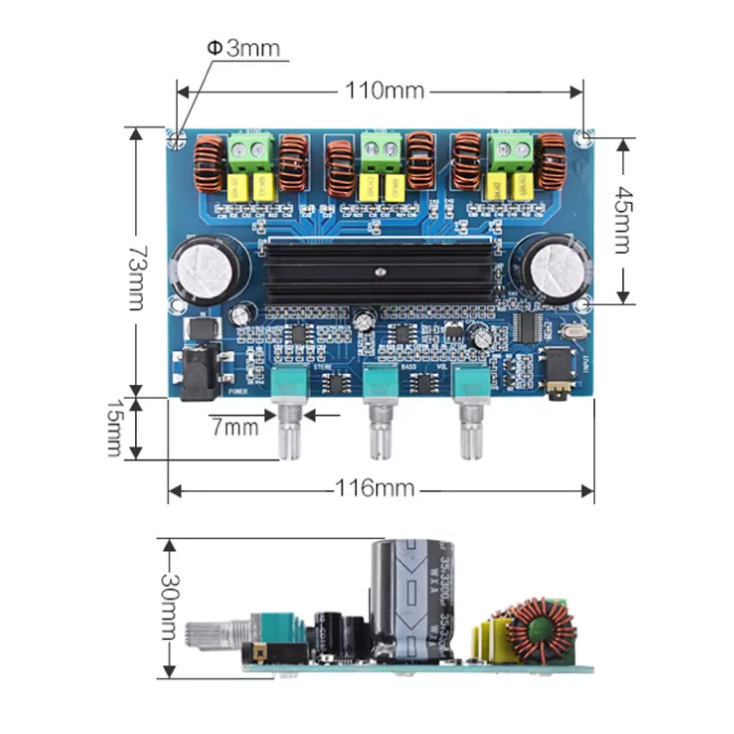 Ugradno stereo pojačalo 2x50W+100W