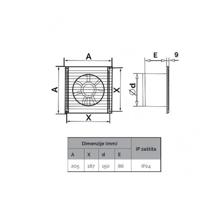 Izduvni ventilator 150mm