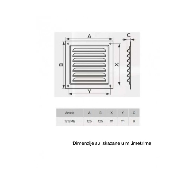 Metalna žaluzina 125x125mm