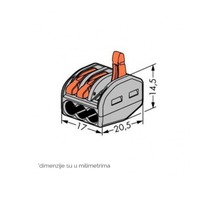 Bezvijačna spojnica vodova 3P 0.08-2.5mm2