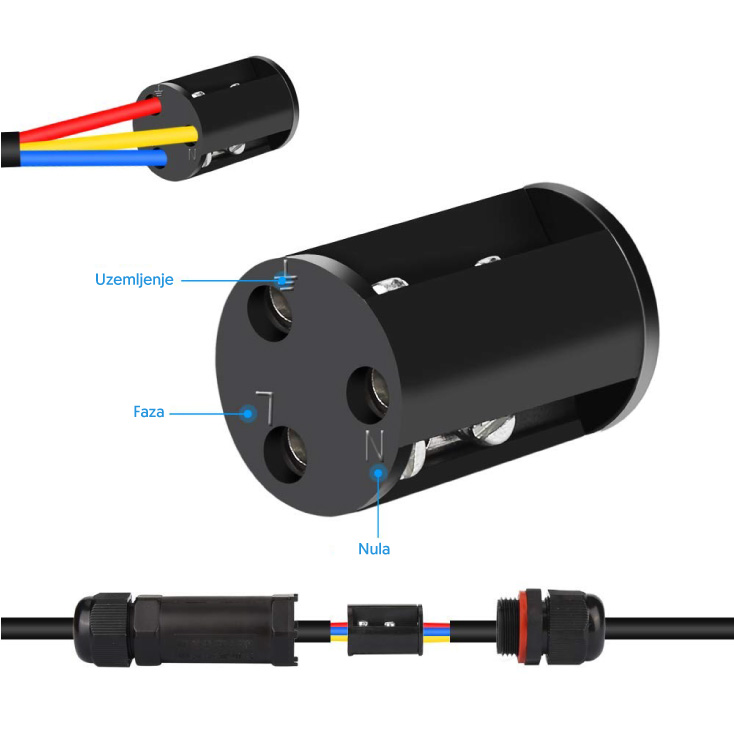 Vodootporna kablovska spojnica 3P 1.0-2.5mm2