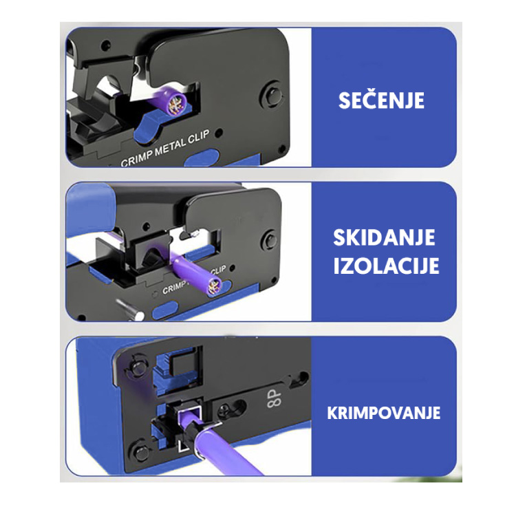 Krimp klešta za prolazne RJ45 utikače