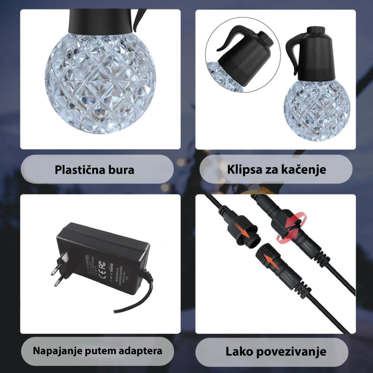 LED svetleći niz 15m, 20 sijalica