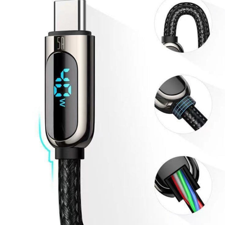 USB kabel LEMI 100W, Digital Display, pleteni slika 4