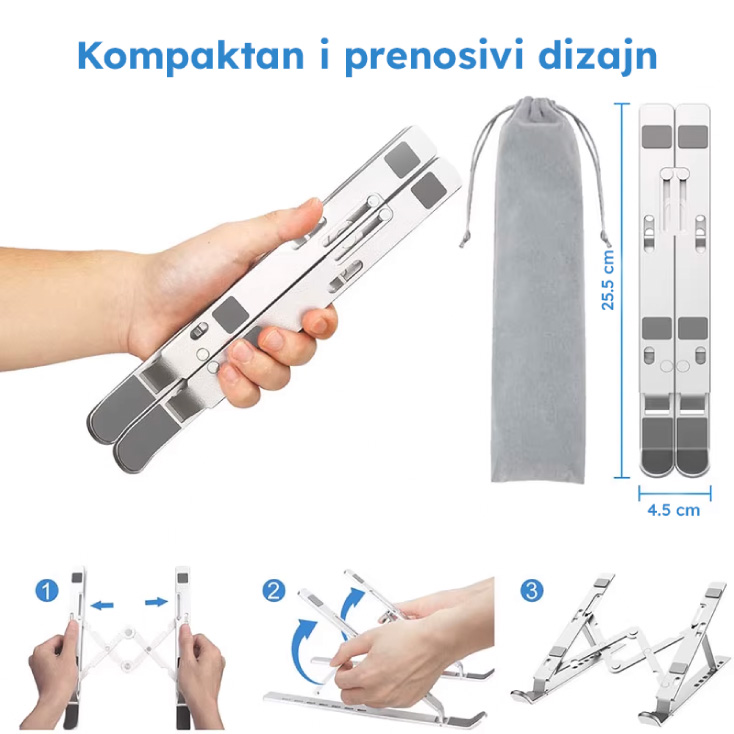 Podesivi aluminijumski stalak za laptop slika 2