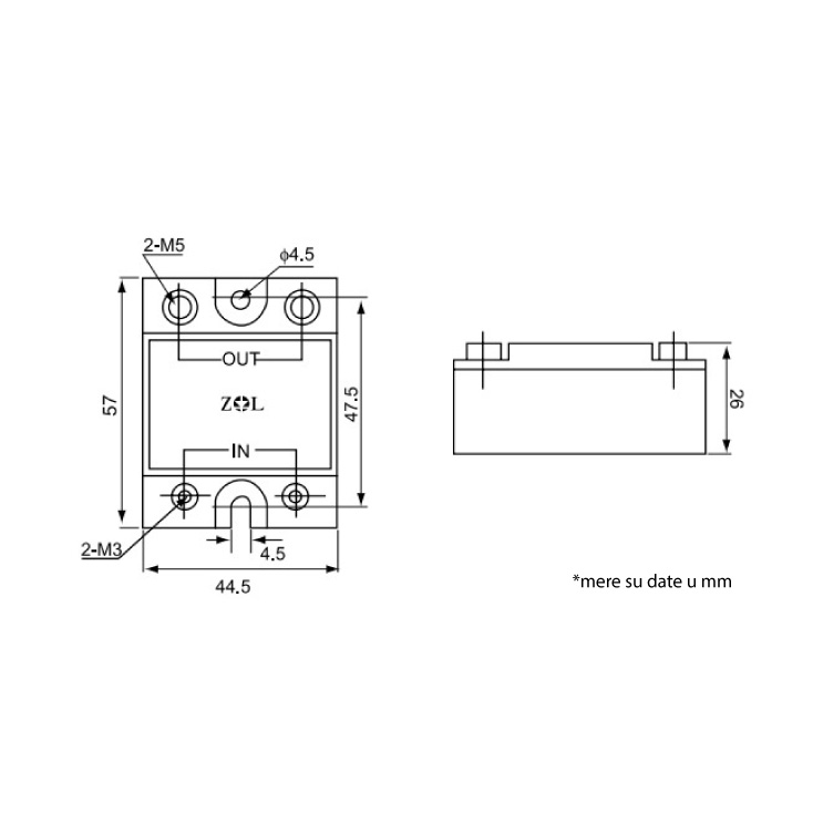 Solid state relej 1xF, 25A/240Vac, Uctr=90~280Vac slika 3