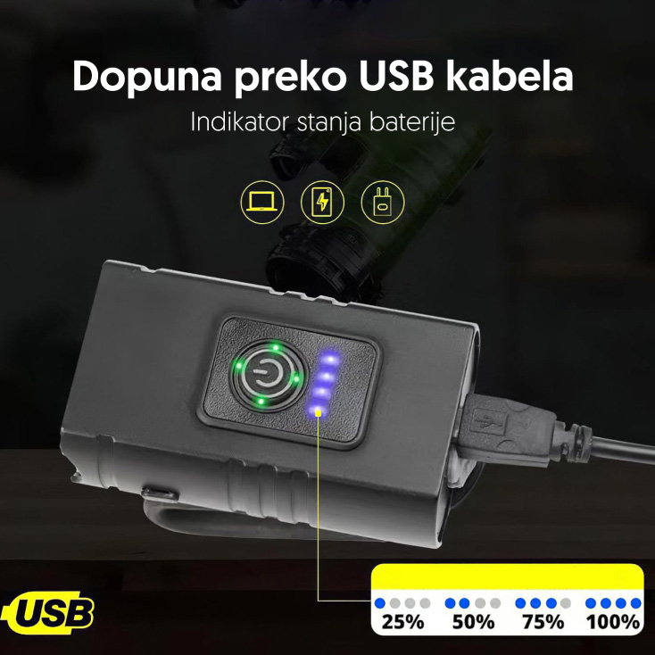 Punjiva LED lampa za bicikl sa LED diodama slika 4