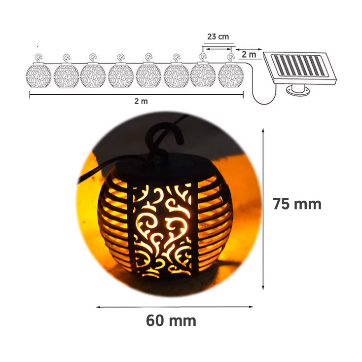 Solarni LED niz 2 m, 10 lampiona slika 3