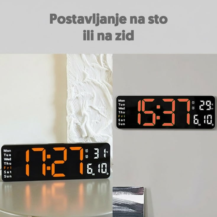 Digitalni zidni sat sa termometrom 320x107x27mm slika 3