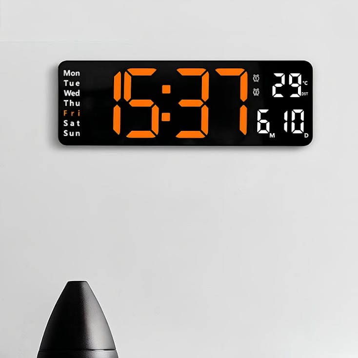 Digitalni zidni sat sa termometrom 320x107x27mm slika 4