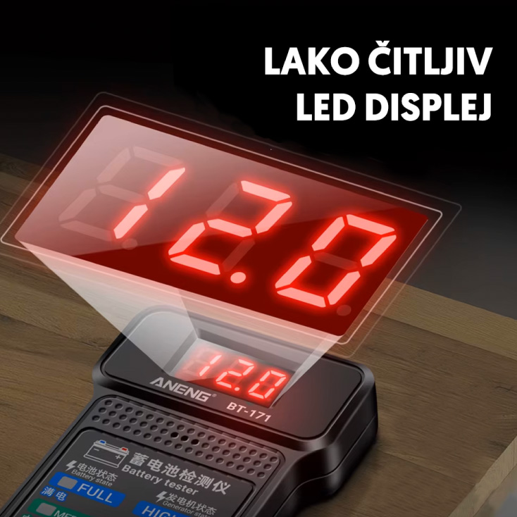 Digitalni LCD tester 12V akumulatora slika 2