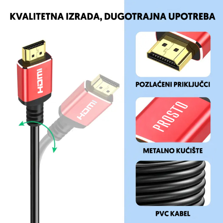 HDMI V2.1 kabel pozlaćen 8K 48Gbps 5m slika 3