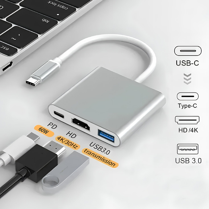 3u1 USB HUB, HDMI+USB-A i USB-C(PD)  slika 1
