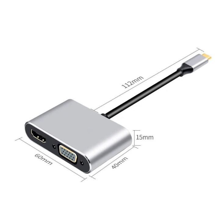 4u1 USB HUB, HDMI+USB-A+VGA i USB-C(PD)  slika 3