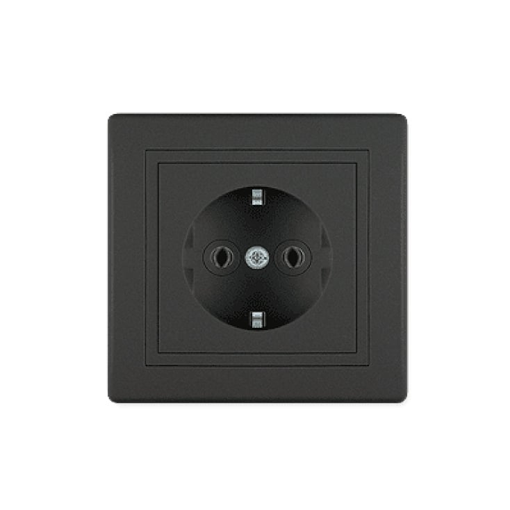 Dvopolna utičnica 16A 250V crna soft slika 1