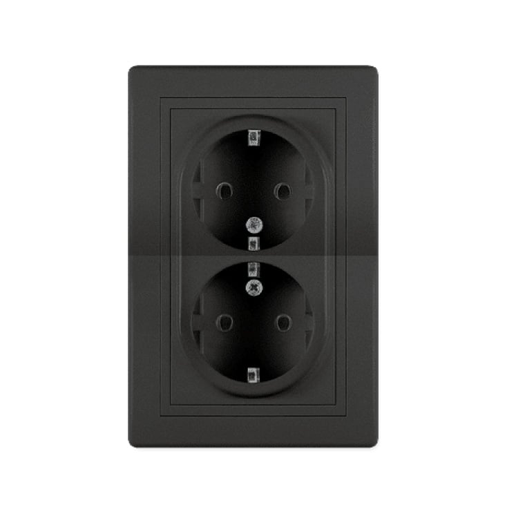 Dvopolna dupla utičnica 16A 250V crna soft slika 1