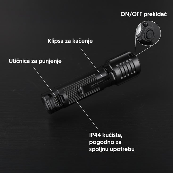 Punjiva LED baterijska lampa 3W XPE LED slika 2