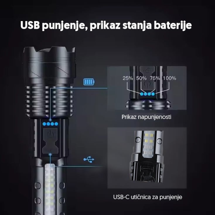 Ručna LED lampa sa WHITE LASER LED tehnologijom slika 4