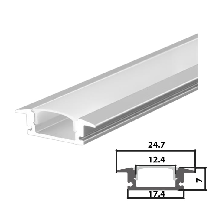 Set aluminijumski profil za LED trake 2m 24.7x7 slika 1