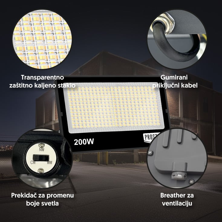 PROSTO LED reflektor 200W promenljiva boja svetla slika 2