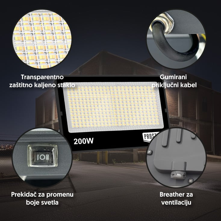 PROSTO LED reflektor 200W promenljiva boja svetla slika 2