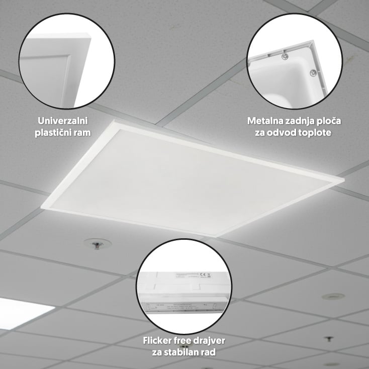 LED panel 48W, 100lm/W, 6500K, 595x595 slika 2