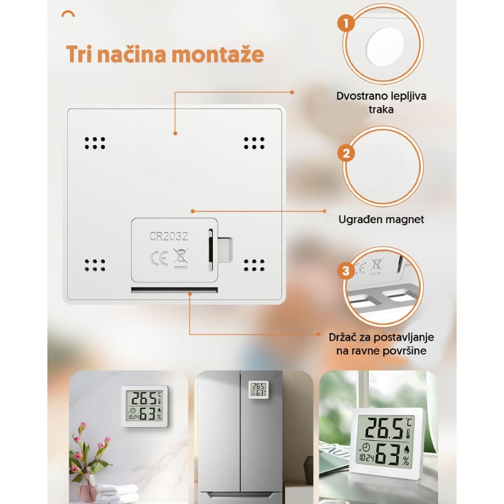 Mini termo-higrometar sa satom, 20~99%RH, -20~60°C slika 4