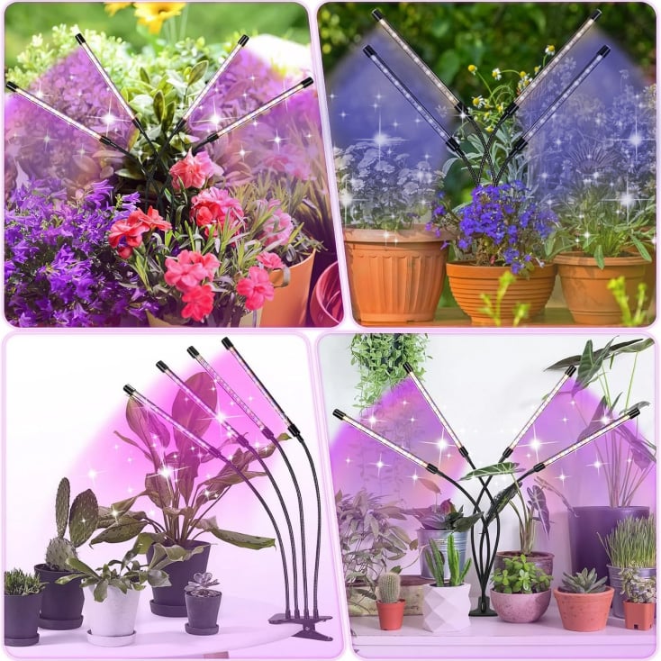 Četvorostruka lampa za biljke 16W, štipaljka slika 3