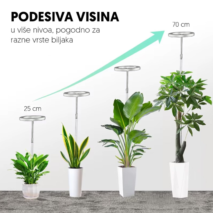 Jednostruka lampa za biljke 8W sa postoljem slika 2