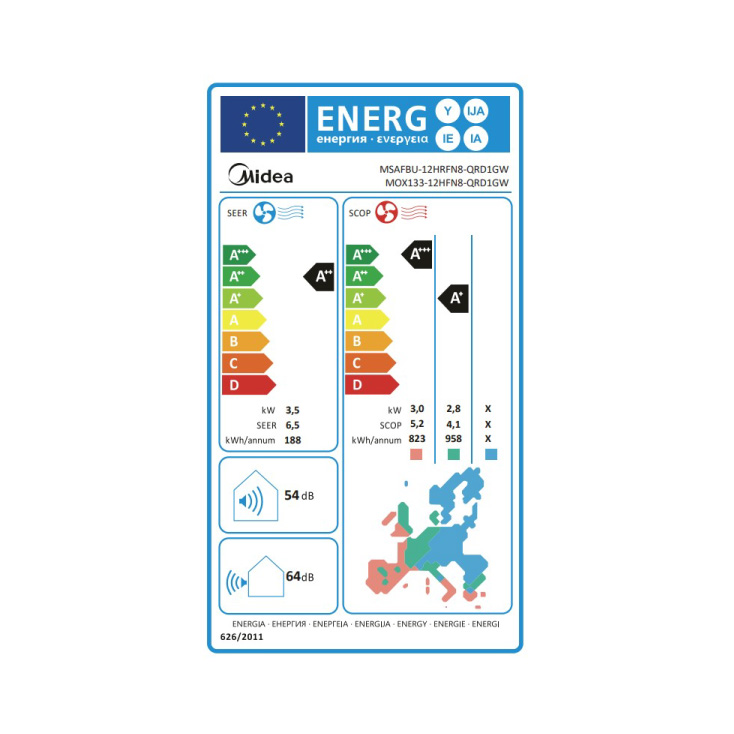 Inverter klima uređaj MIDEA MSAFBU-12HRFN8-QRD1GW slika 4