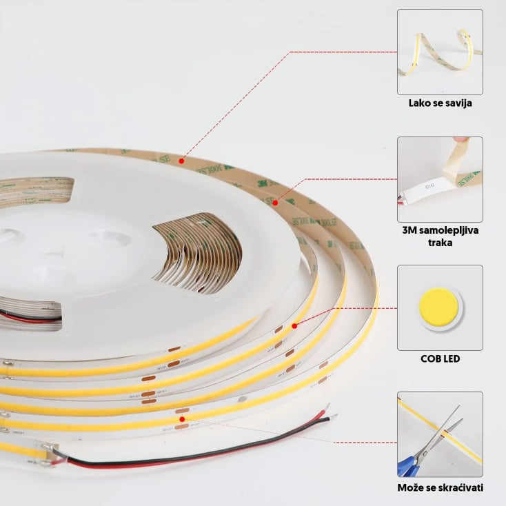 COB LED traka 6500K 320 LED/m IP20 slika 3