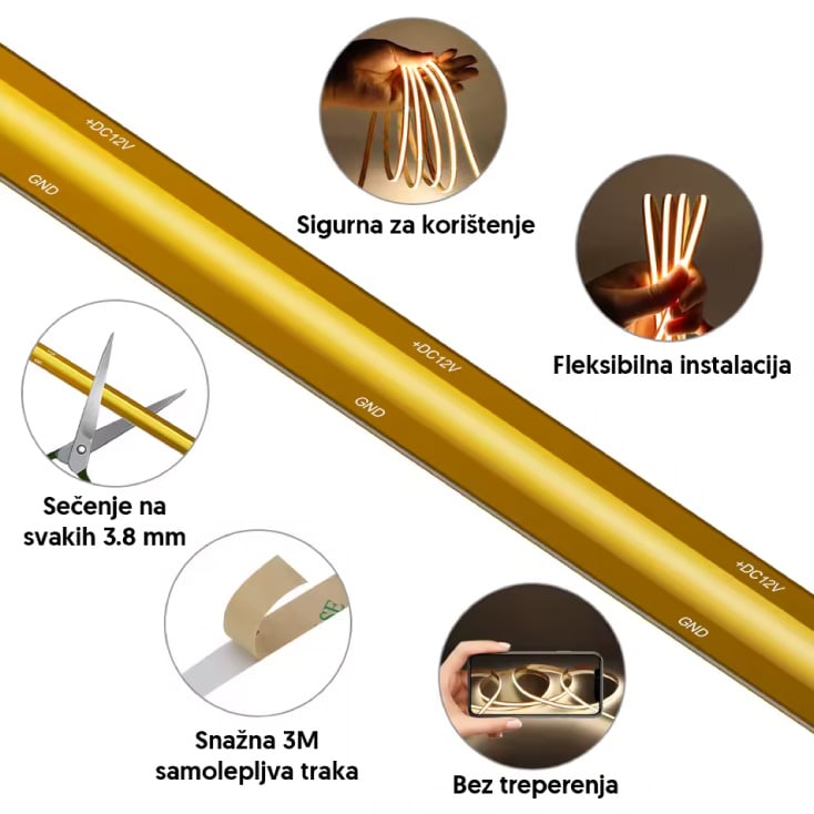 MINCUT COB LED traka 6500K 528 LED/m slika 2