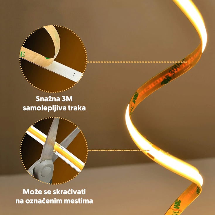 CCT COB LED traka 608 LED/m IP20 slika 3