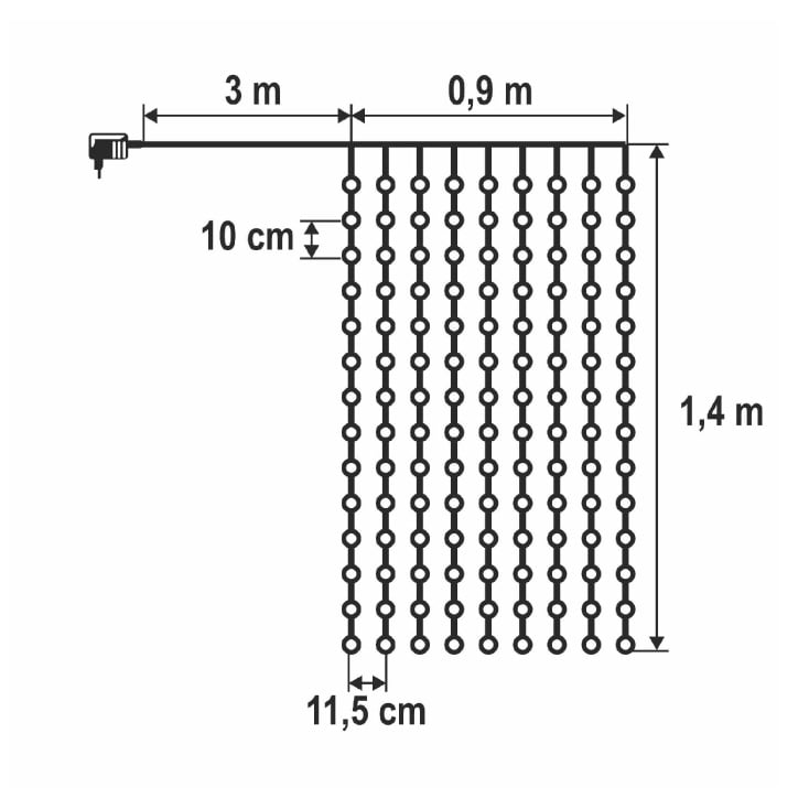 Svetleći niz-zavesa sa 126 toplo belih LED dioda slika 2