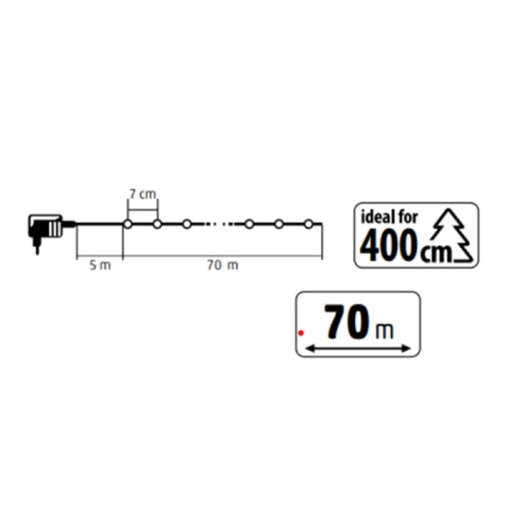 Svetleći niz sa 1000 toplo belih LED dioda 70m slika 3