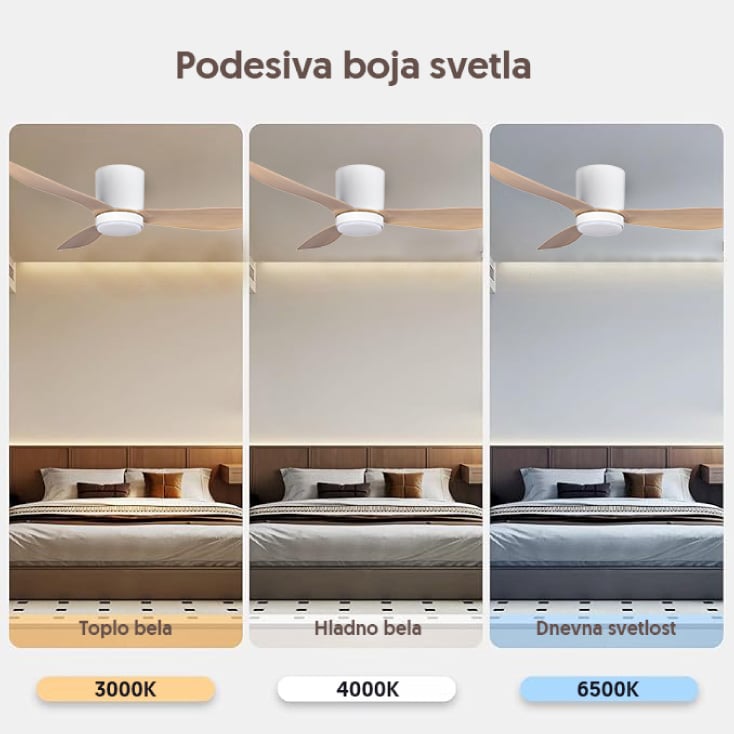PROSTO plafonski vent. 132cm, 3 elise, LED svetlo slika 3