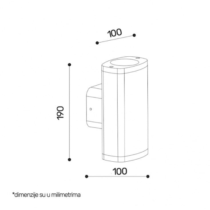 Zidna lampa 2xGU10 IP54 crna slika 2