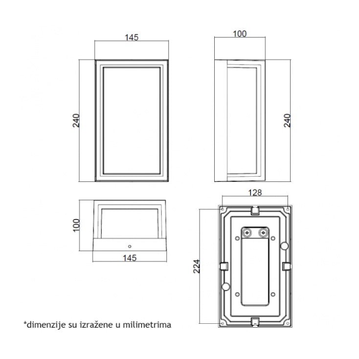 Zidna LED lampa 12W 4000K IP54 crna slika 2