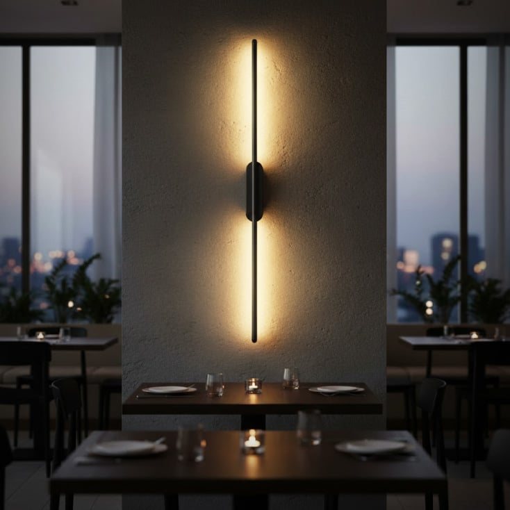 Crna zidna LED lampa 12W 3000K IP20 1m slika 2