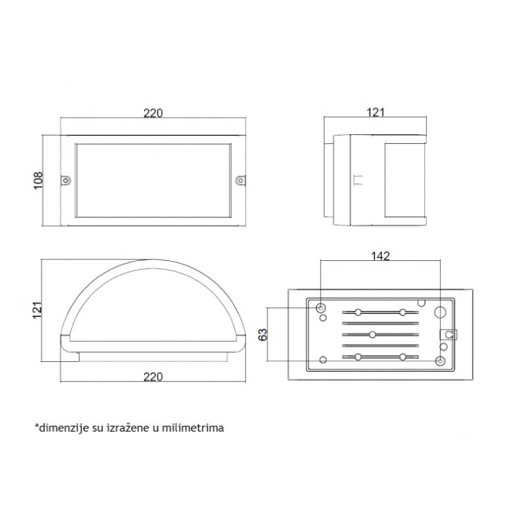 Zidna lampa 1xE27 IP54 crna slika 2
