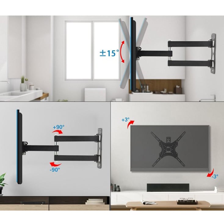 Zidni TV nosač, zglobni, od 32" do 55", 22kg slika 2