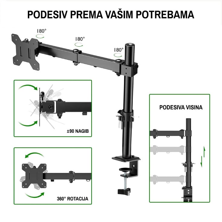 Stoni nosač za monitor 15" do 32", 8kg slika 3