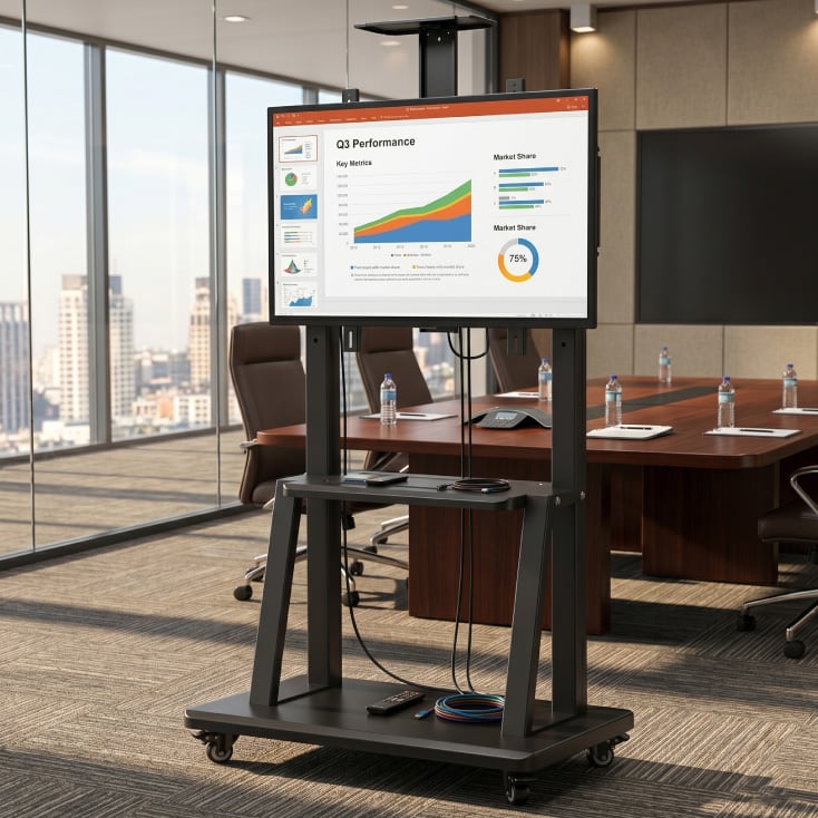 Podni TV nosač sa točkićima, 40-75", 50kg, 1700mm slika 3