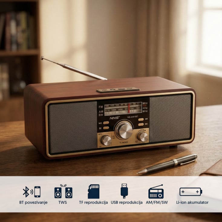 Retro Bluetooth radio 6681BT slika 3