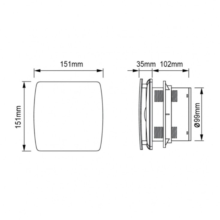 Izduvni ventilator 151x151mm 12W slika 2