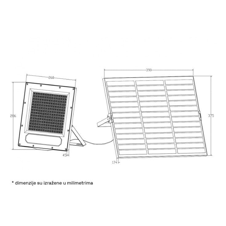 Solarni LED reflektor sa senzorom 240W 5000K IP66 slika 2