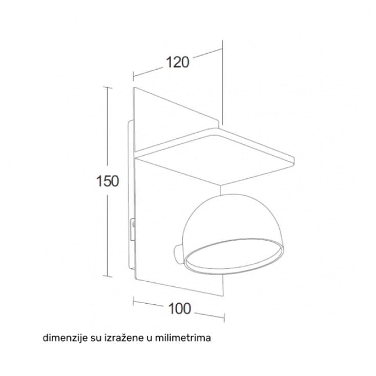 Zidna lampa 7W 3000K crna dimabilna slika 2